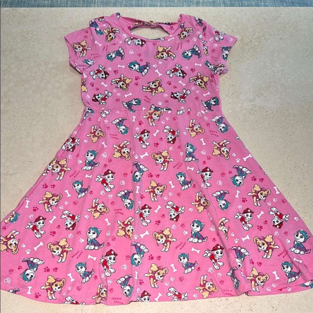 Never Worn Paw Patrol Pink Dress with Cartoon Characters